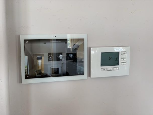 touch panel on wall next to thermostat